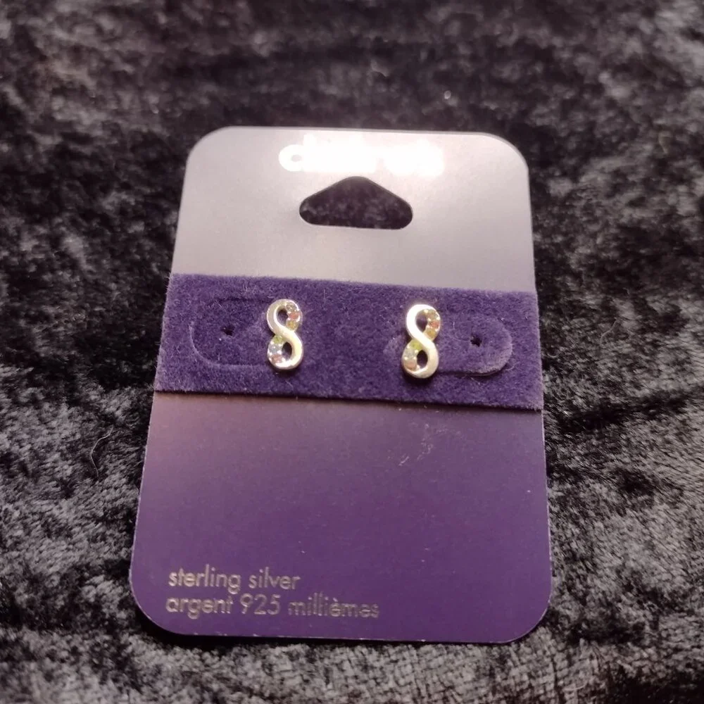 New Claires 2 Pair Infinity Tulips Flower 925 Sterling Silver Stud Cute Earrings - Picture 3 of 3